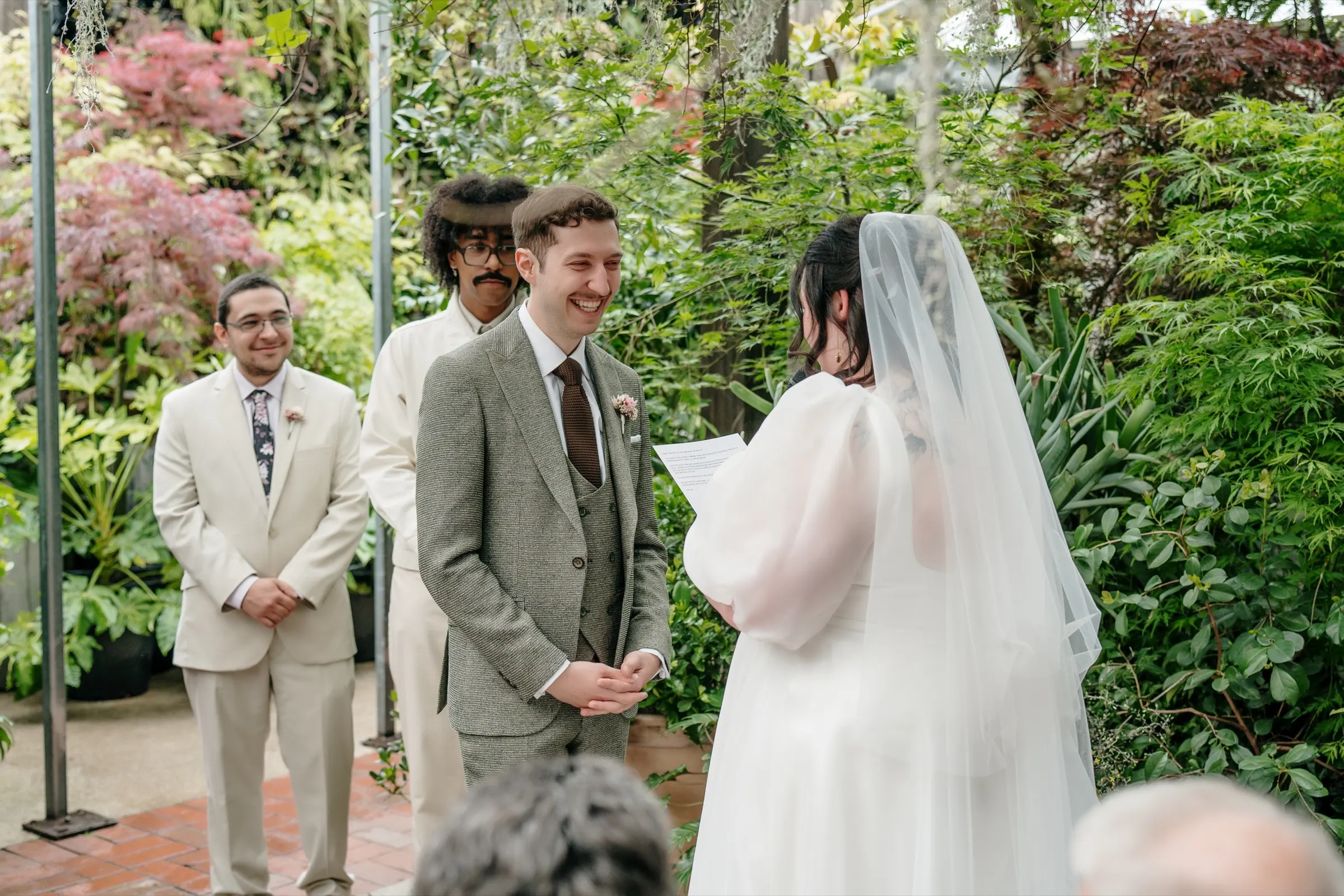 Bride and groom portrait outside Glasshaus